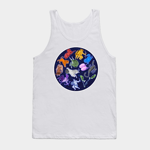 The Zodiac Sky ))(( Astrological Sign Constellation Design Tank Top by darklordpug